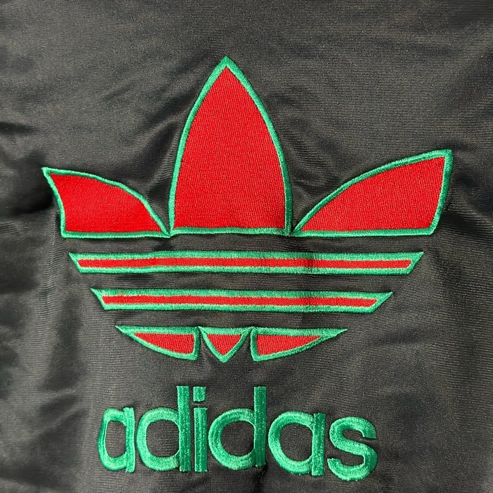Vintage Adidas Track Jacket Men’s L USA Made Black Red Green Trefoil 80s 90s - Picture 2 of 10
